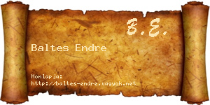 Baltes Endre névjegykártya